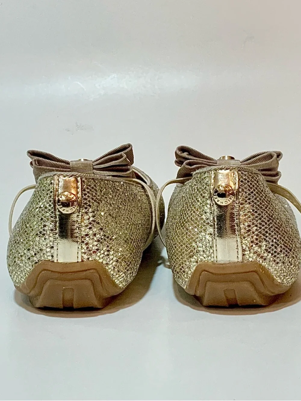 MICHAEL Michael Kors Kids Gold Sparkle Mary Jane Flats with Bow - Picture 7 of 11